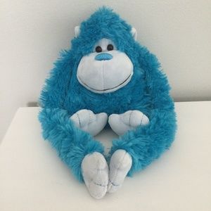 RARE Turquoise Fluffy Monkey Soft Cuddly Plush Stuffed Animal Toy